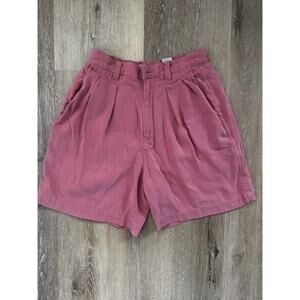 L.L.Bean Traveler Womens Silk Shorts Size 6 Pink Pleated High Waist Casual